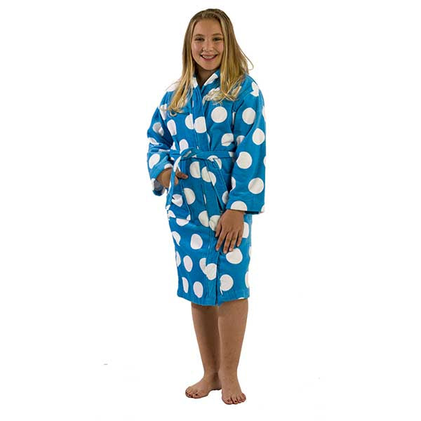 Cotton Hooded Girls Polka Dot Bathrobes