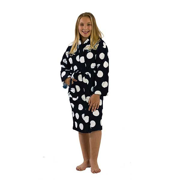 Cotton Hooded Girls Polka Dot Bathrobes