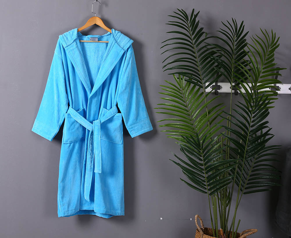 100% Cotton Terry Velour Hooded Kids Bathrobes