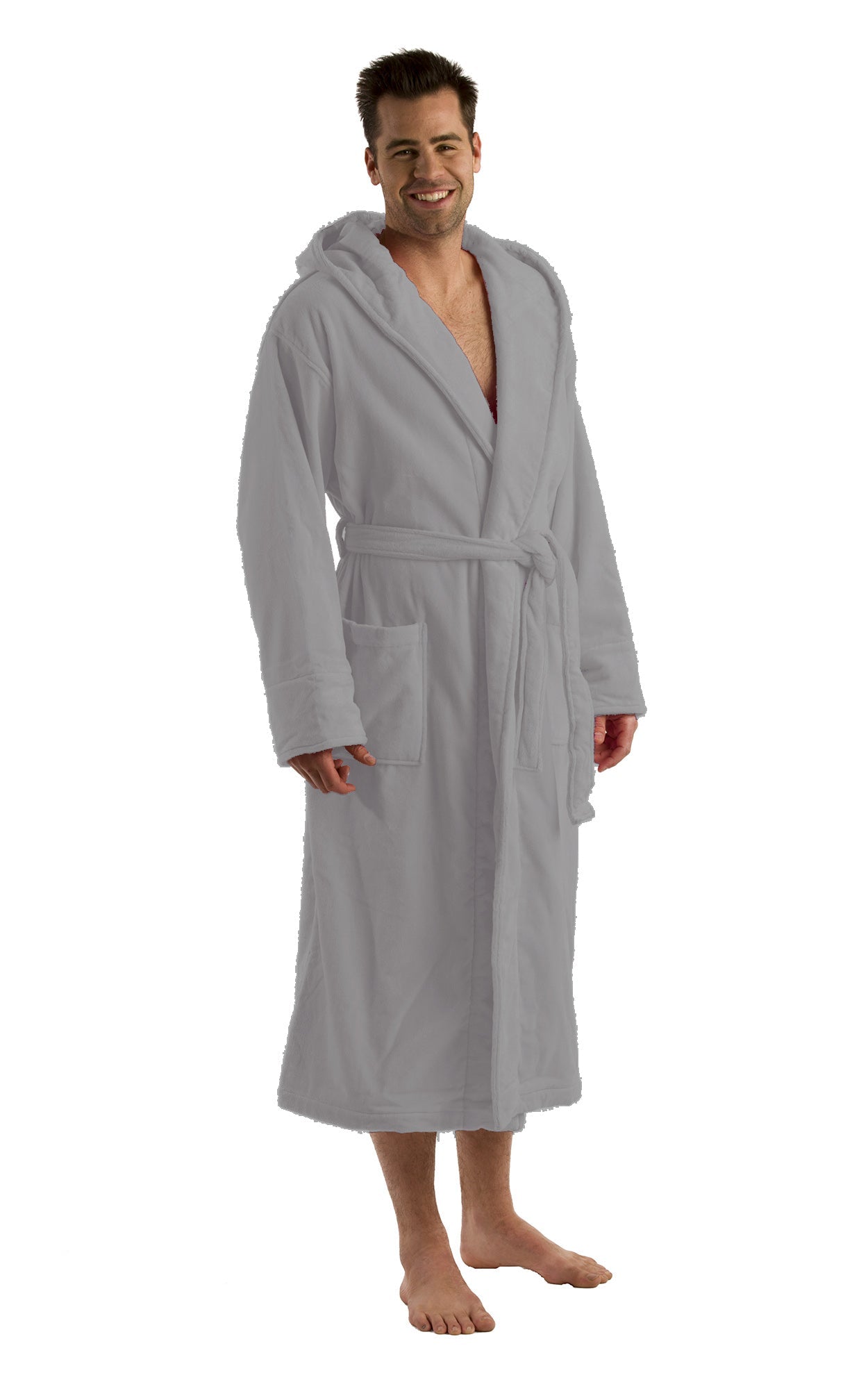  BY LORA Hooded Sweatshirt Bathrobe Polyester Blended Cotton Robe  for Men and Women, GRAY,S/M Size : Clothing, Shoes & Jewelry